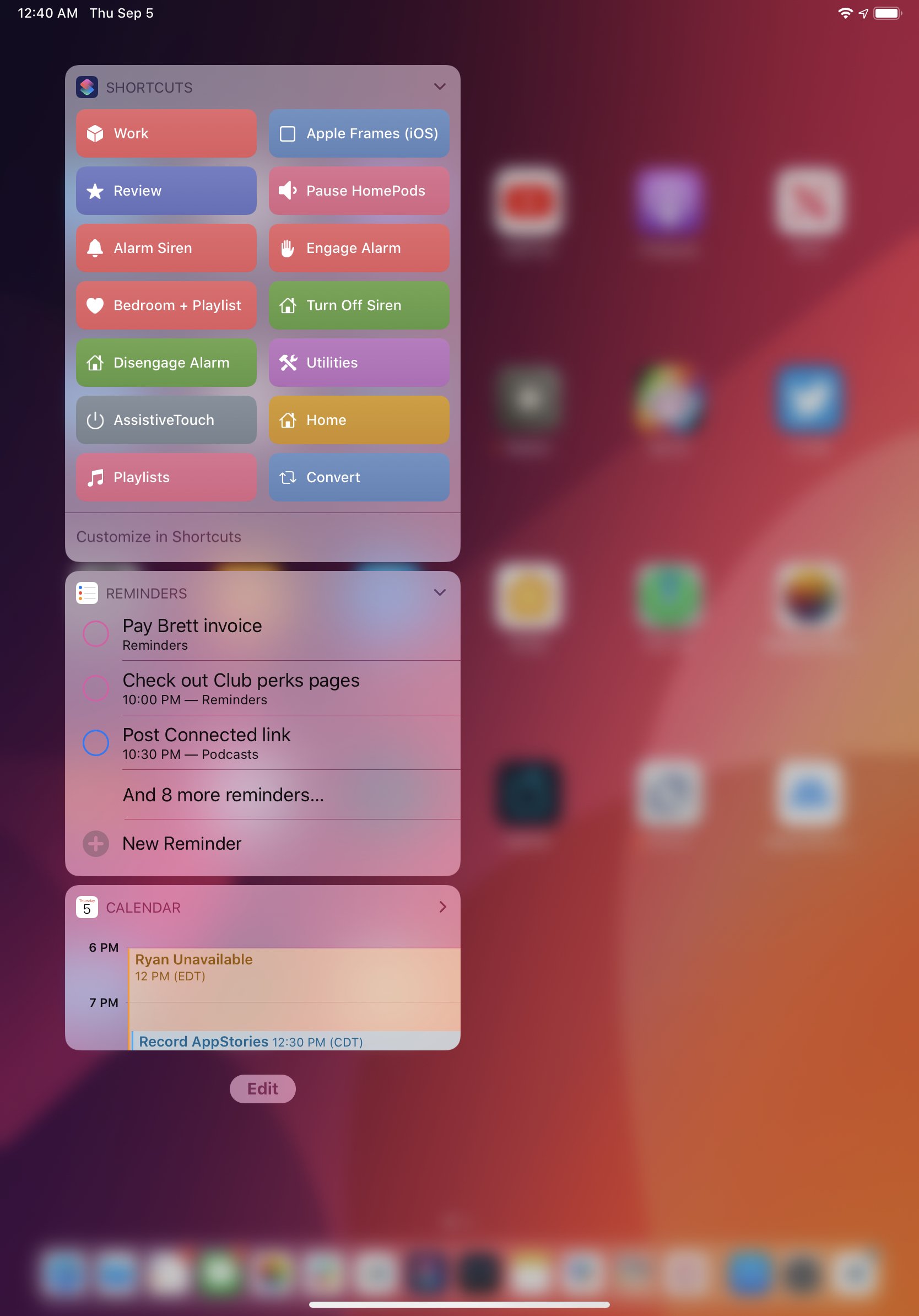 The portrait Home screen on the 11-inch iPad Pro.