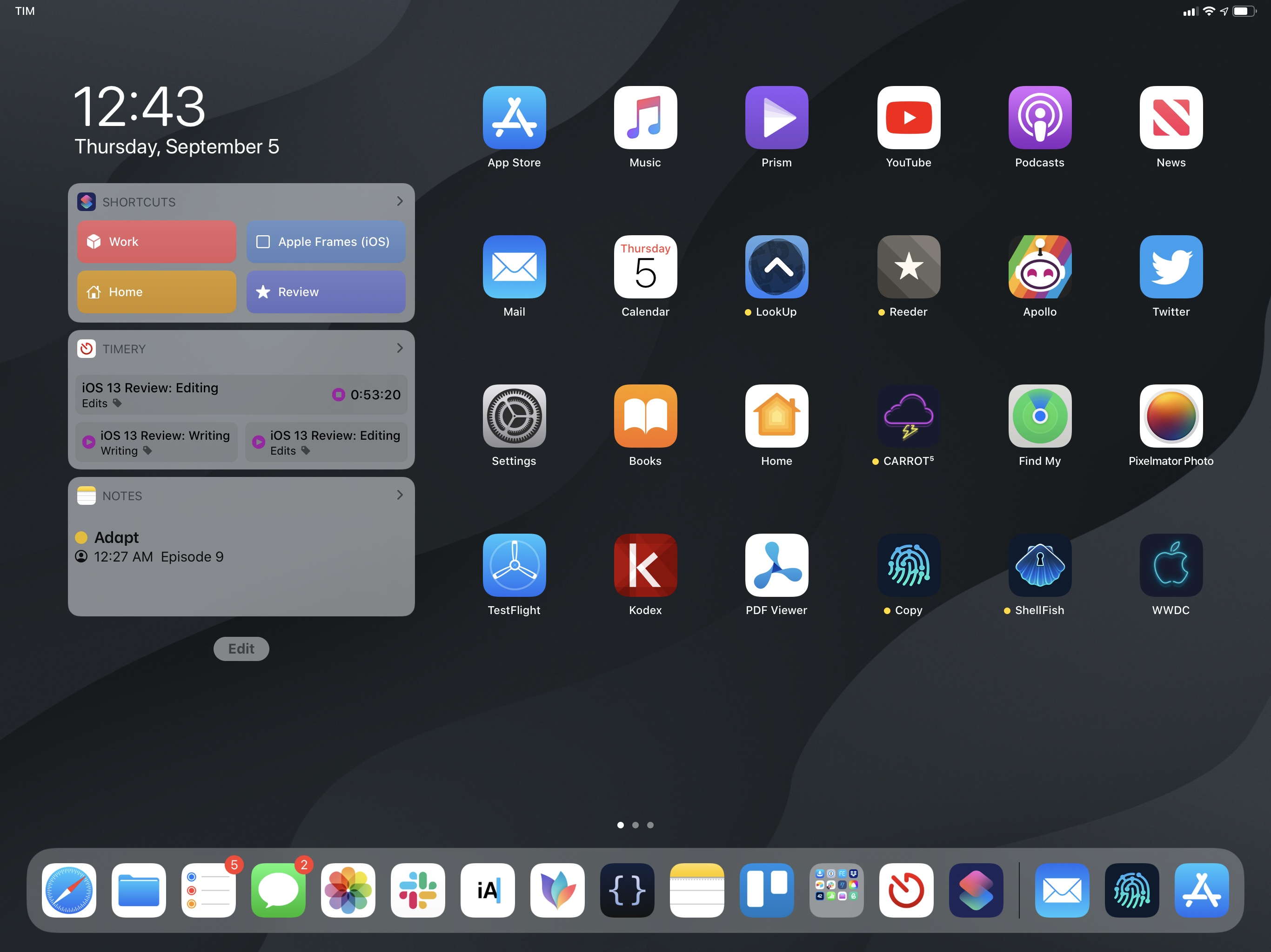 Pinned widgets in compact mode.