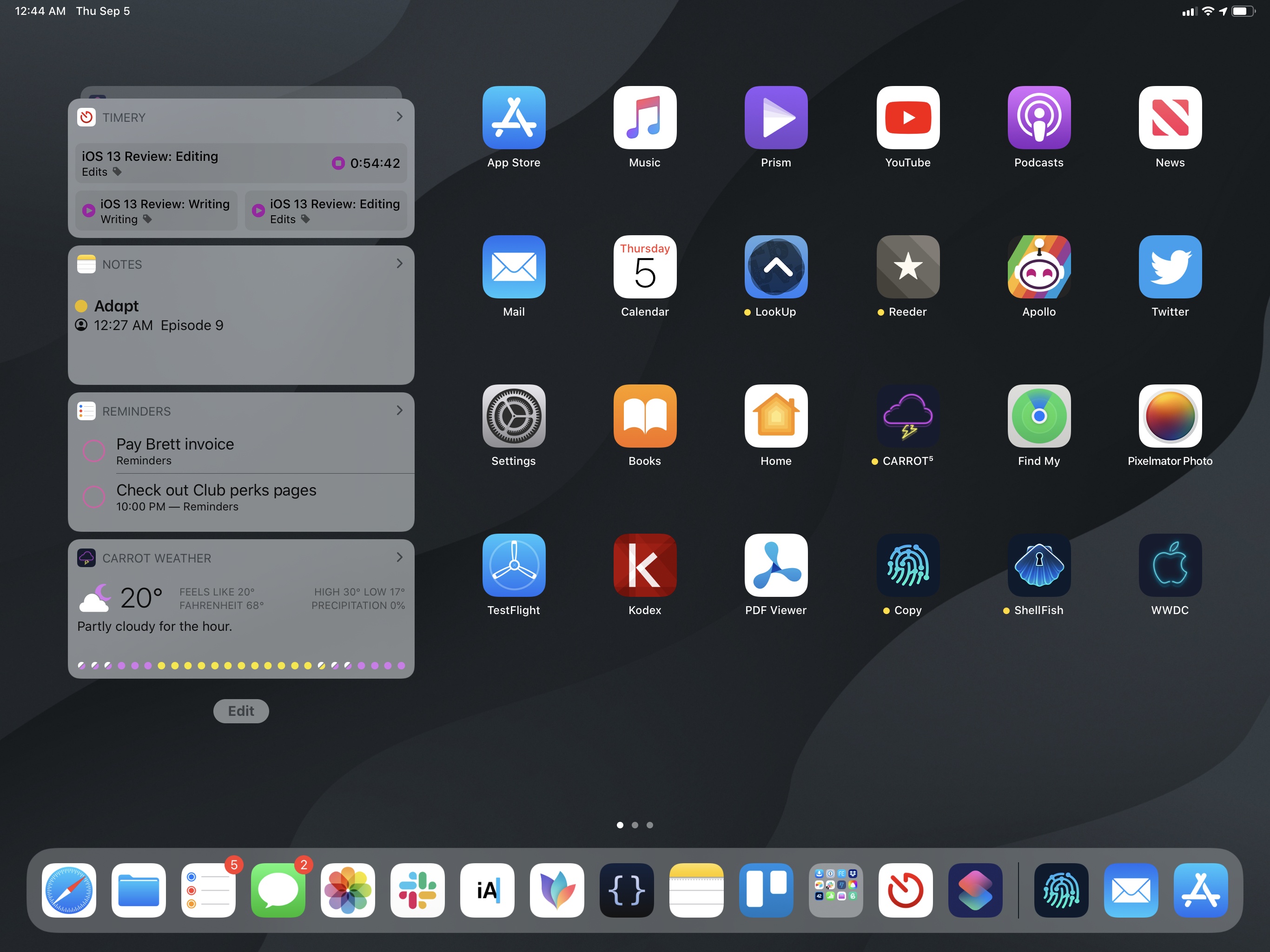 Both pinned and favorite widgets in compact mode.