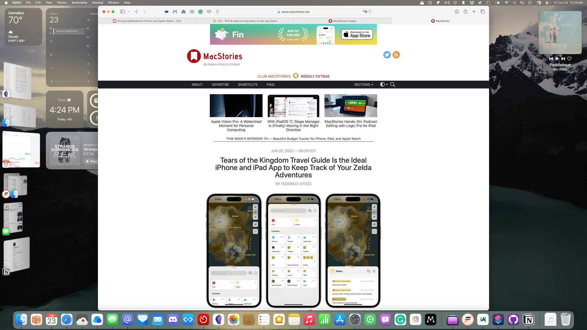 Stage Manager and widgets in macOS Sonoma.