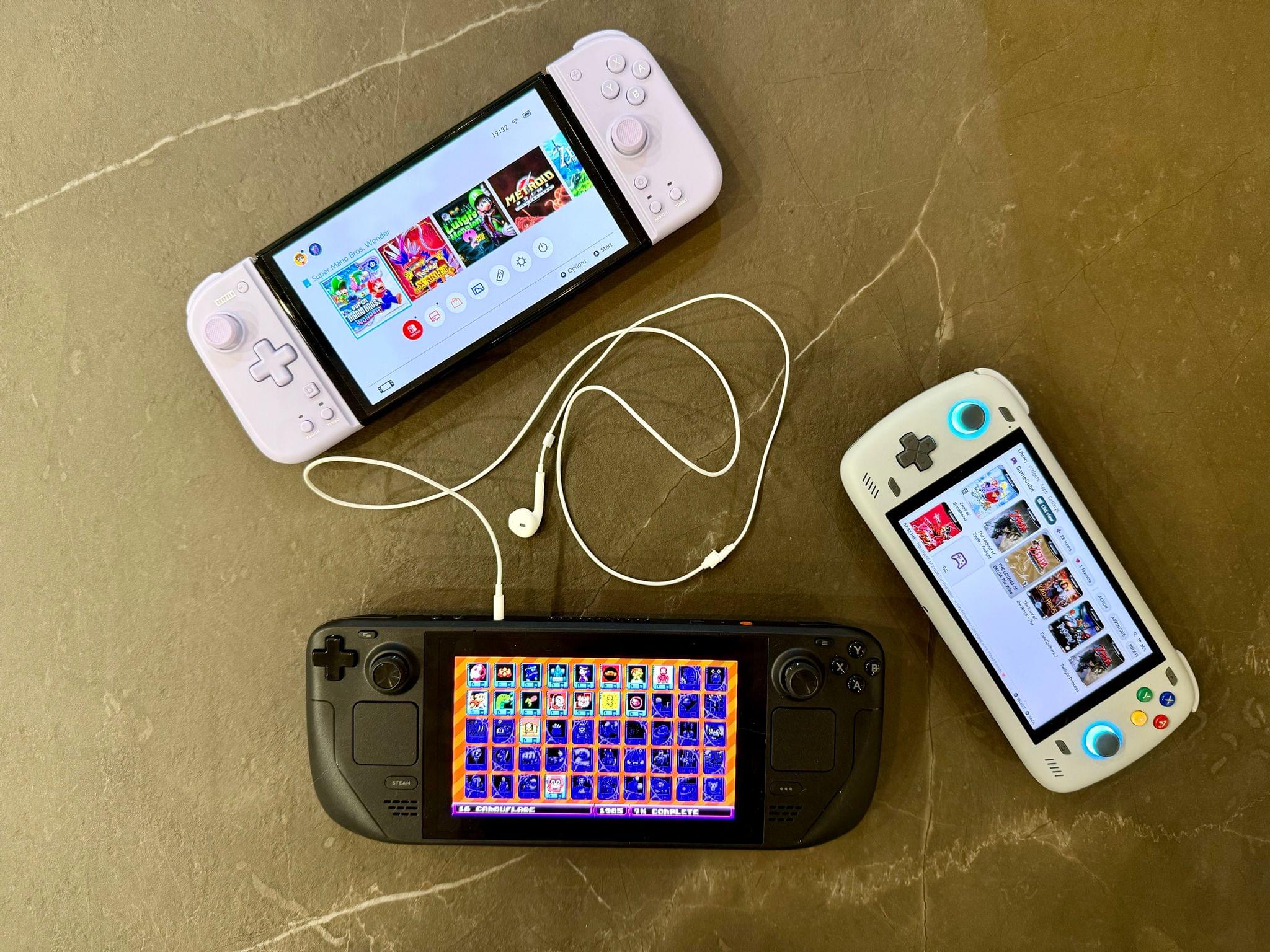 Nintendo Switch with [Hori's Split Pad Compact](https://amzn.to/3zlDpZD) controllers, Steam Deck OLED, and Ayn Odin 2. Also, [you should play UFO 50](https://wavelengths.online/posts/ufo-50-a-review).