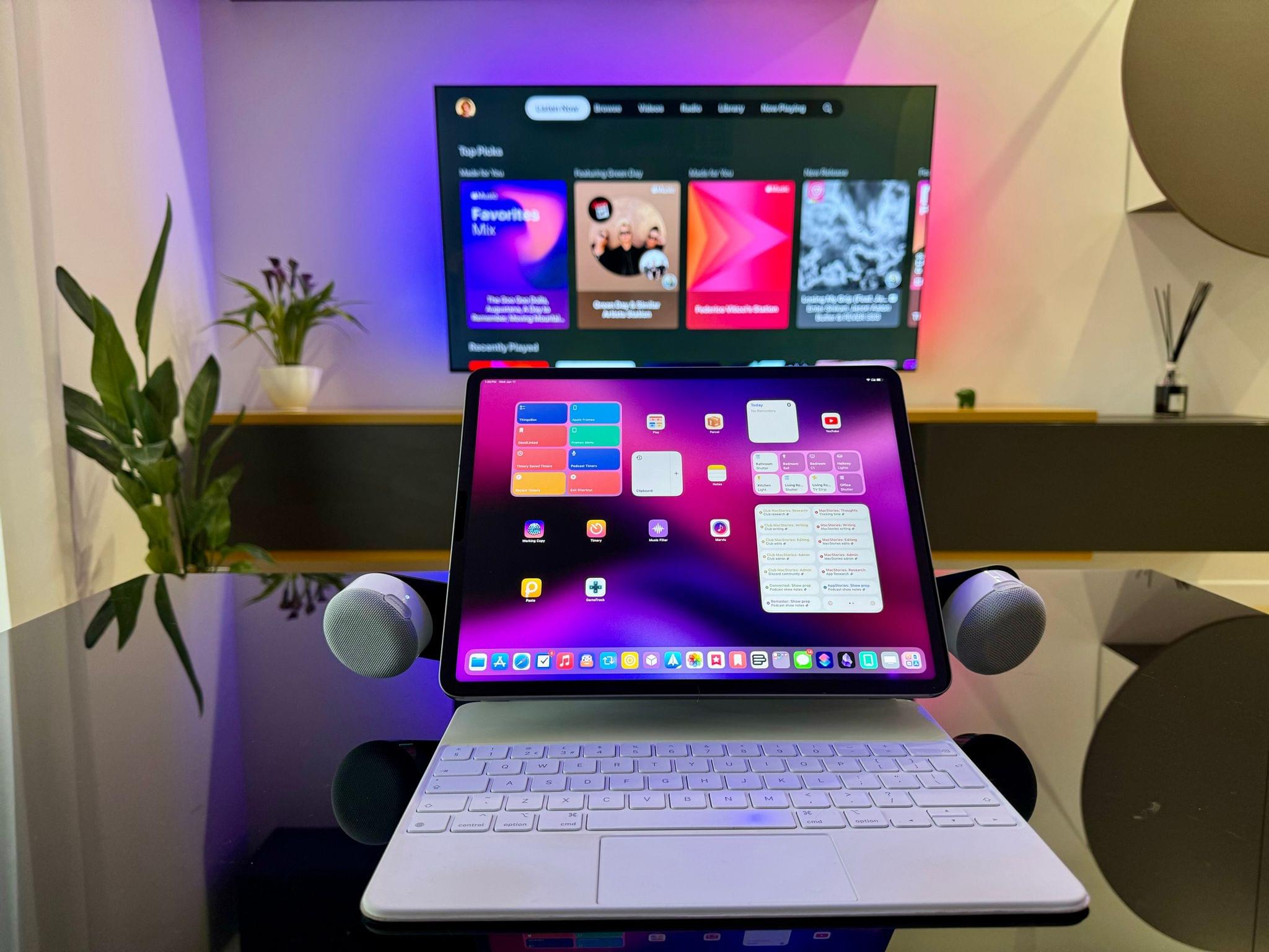 My iPad Pro featuring the BoomCan MS stereo speakers.