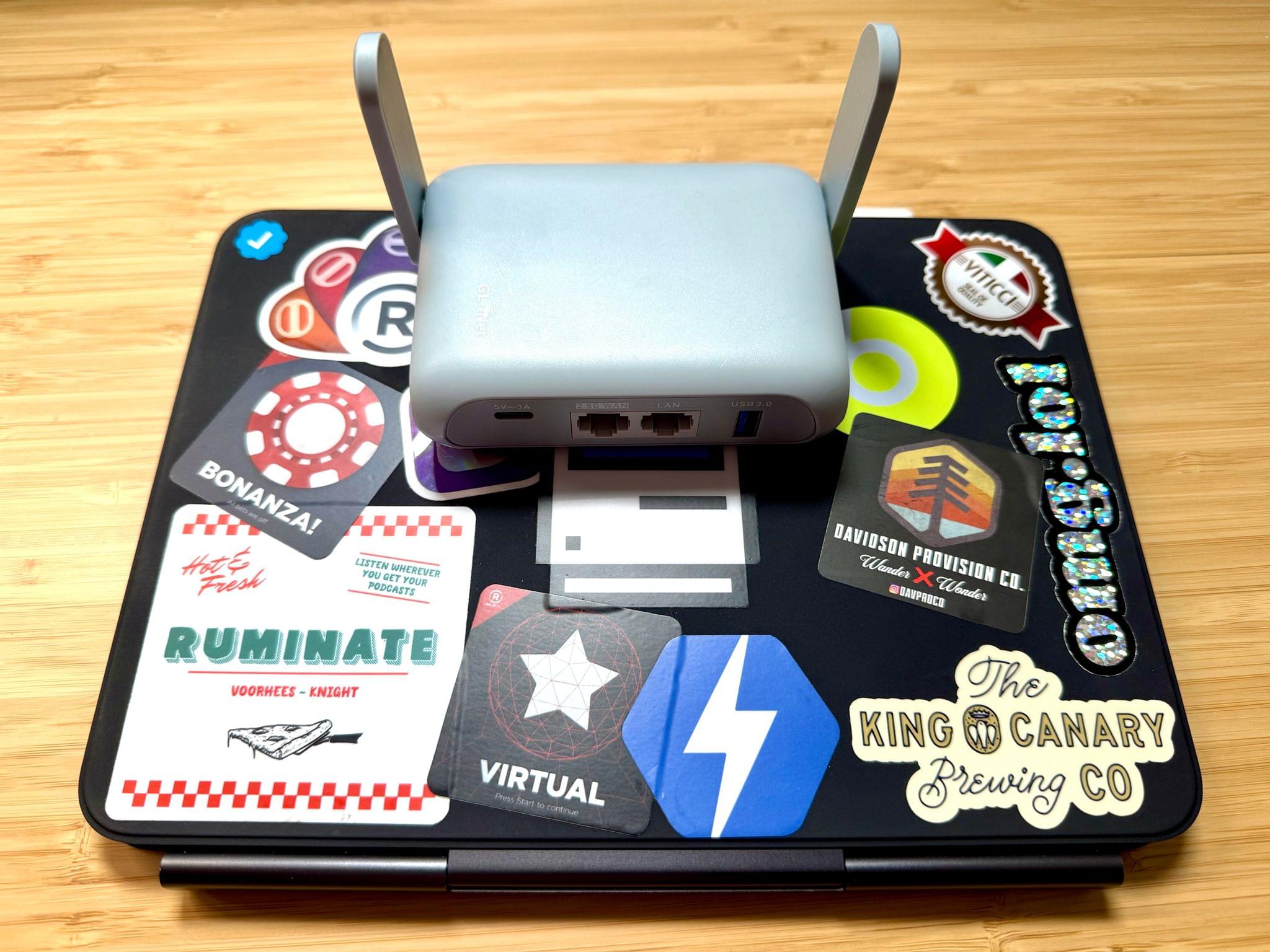 My 11" iPad Pro and GL.iNet portable Wi-Fi router make a great pair.
