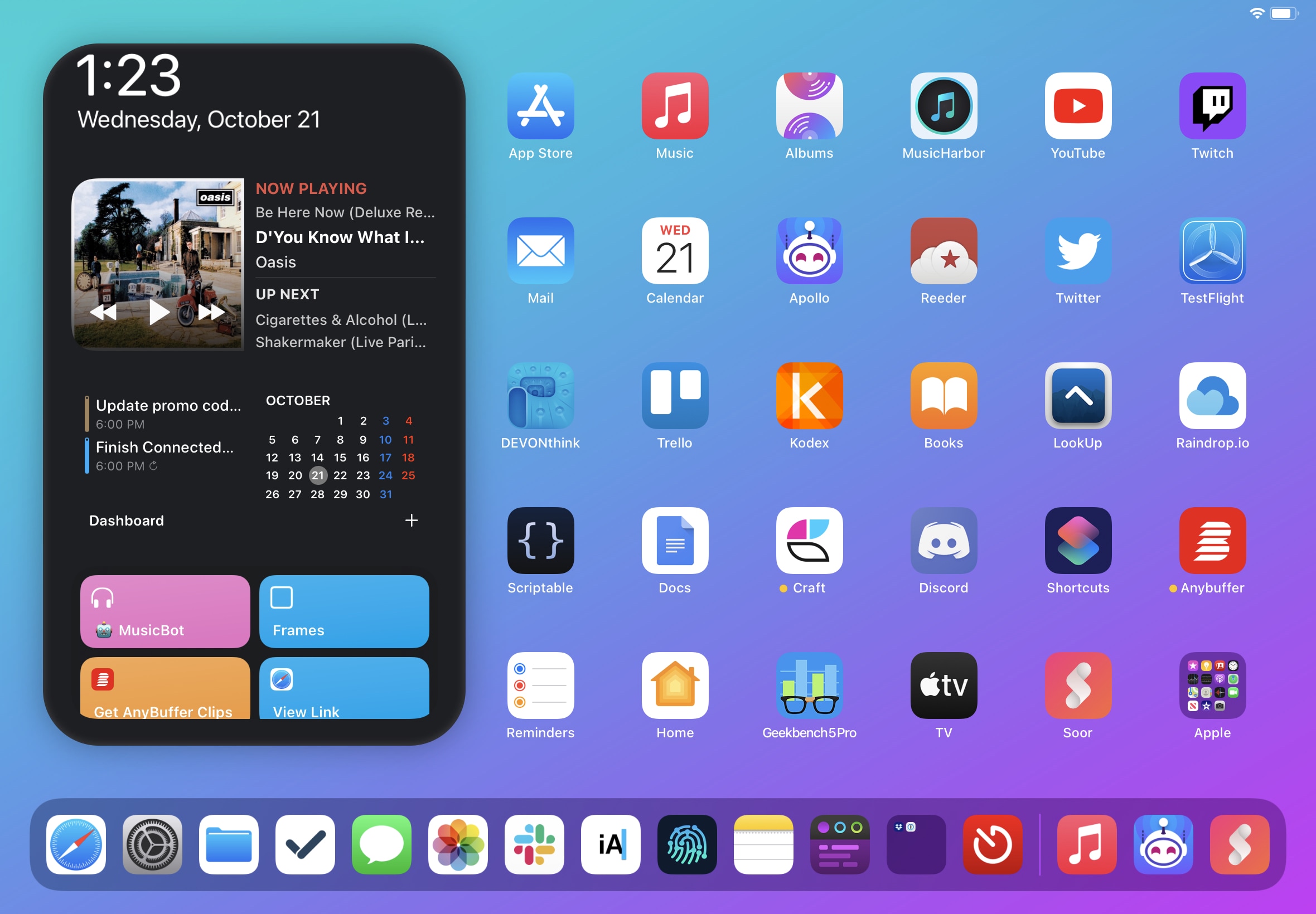 The iPad Air Home Screen.