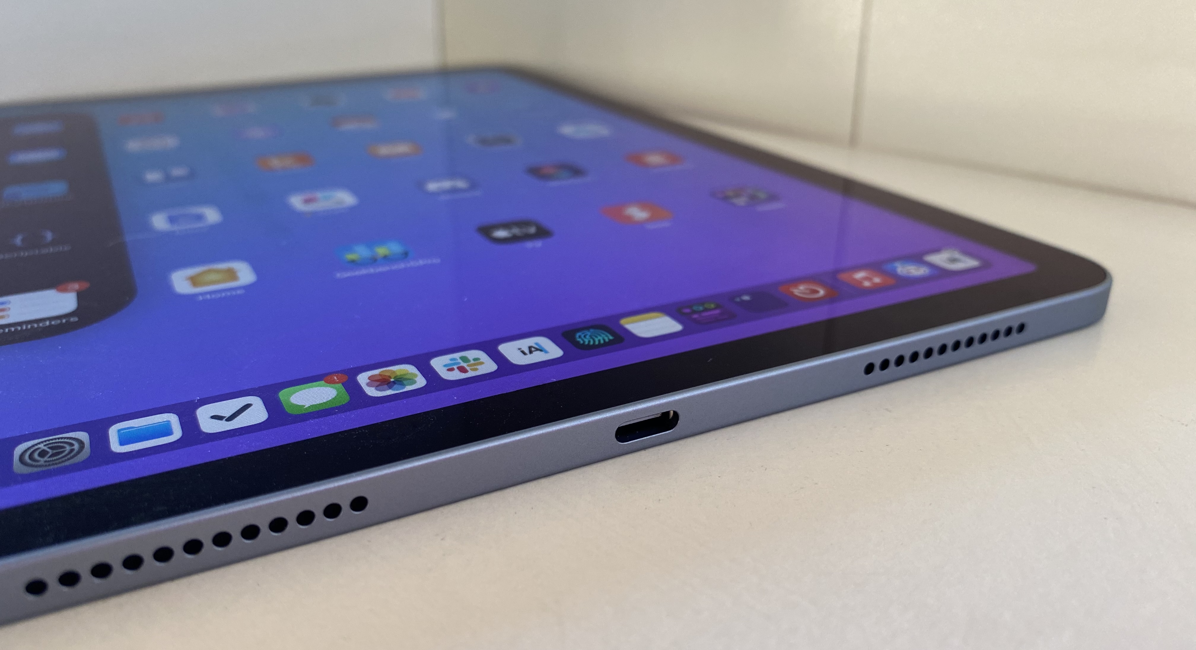 The iPad Air's USB-C port.