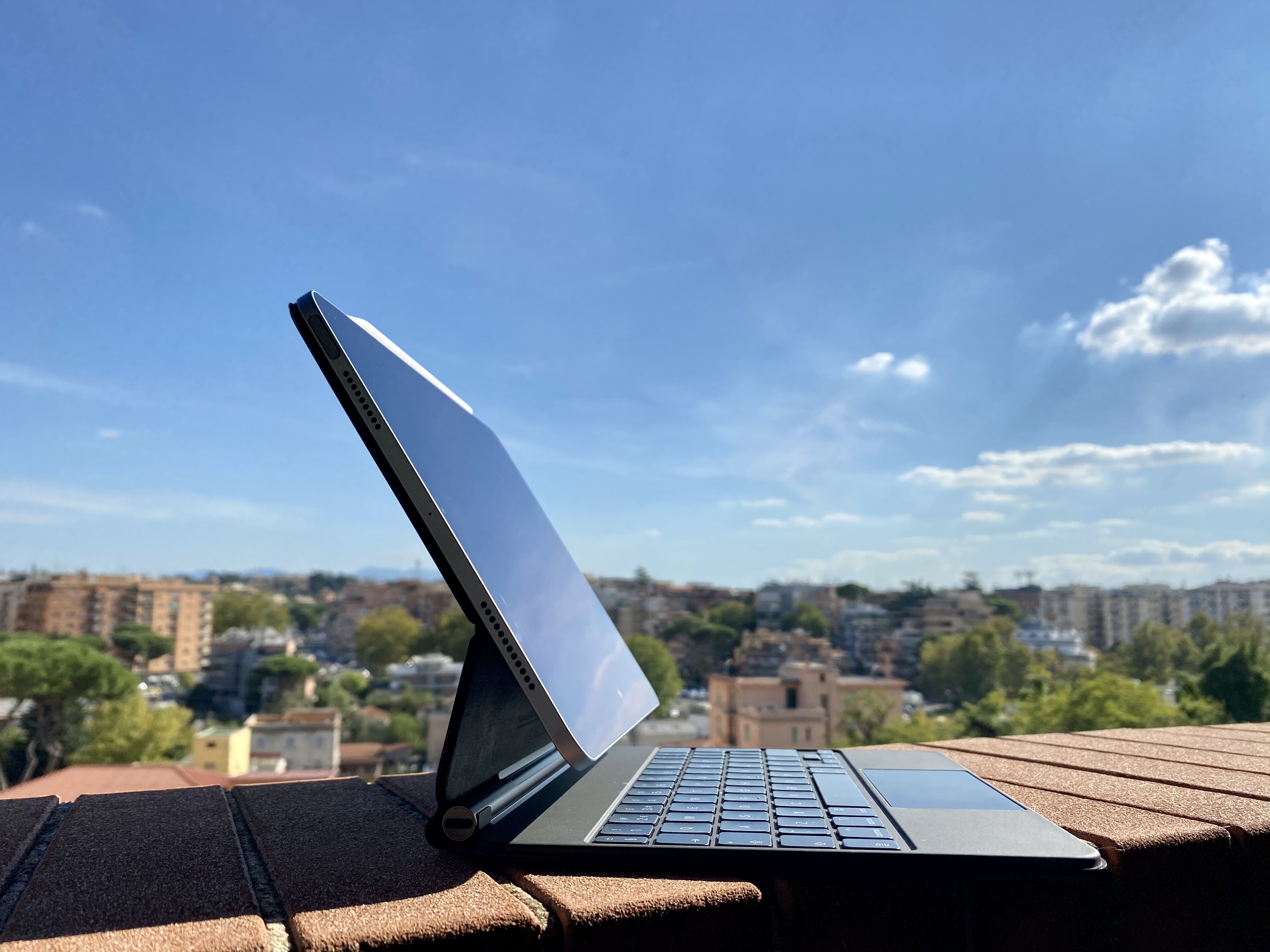 The iPad Air, Magic Keyboard, and Apple Pencil.