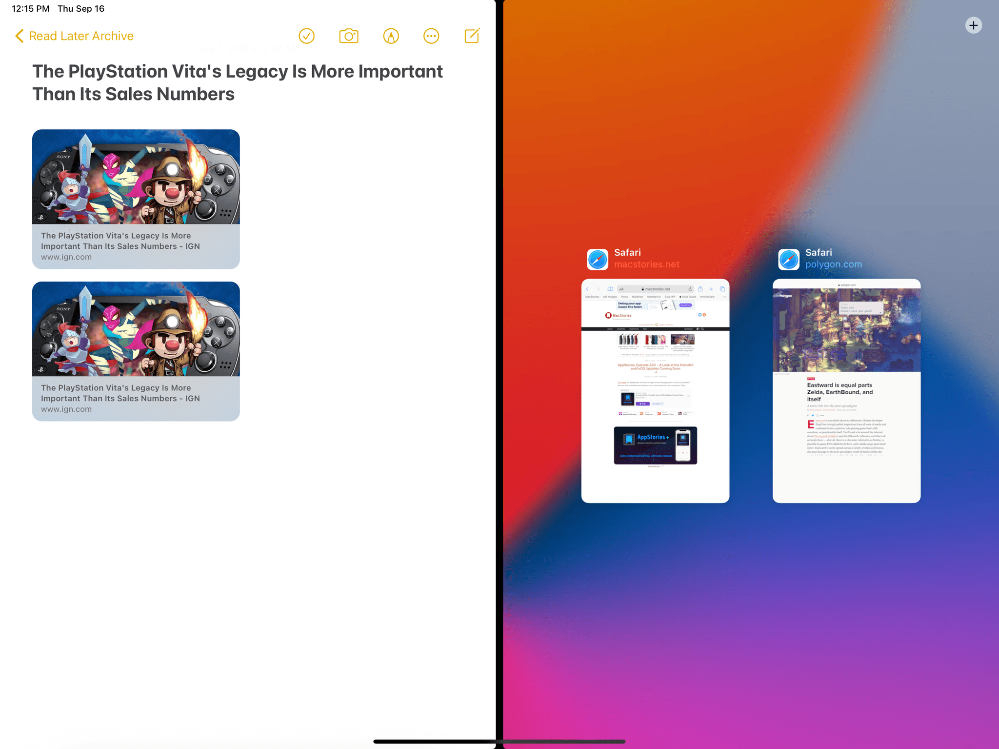 In iPadOS 14, you had to pick a window before you could use an app you just dropped into Split View.