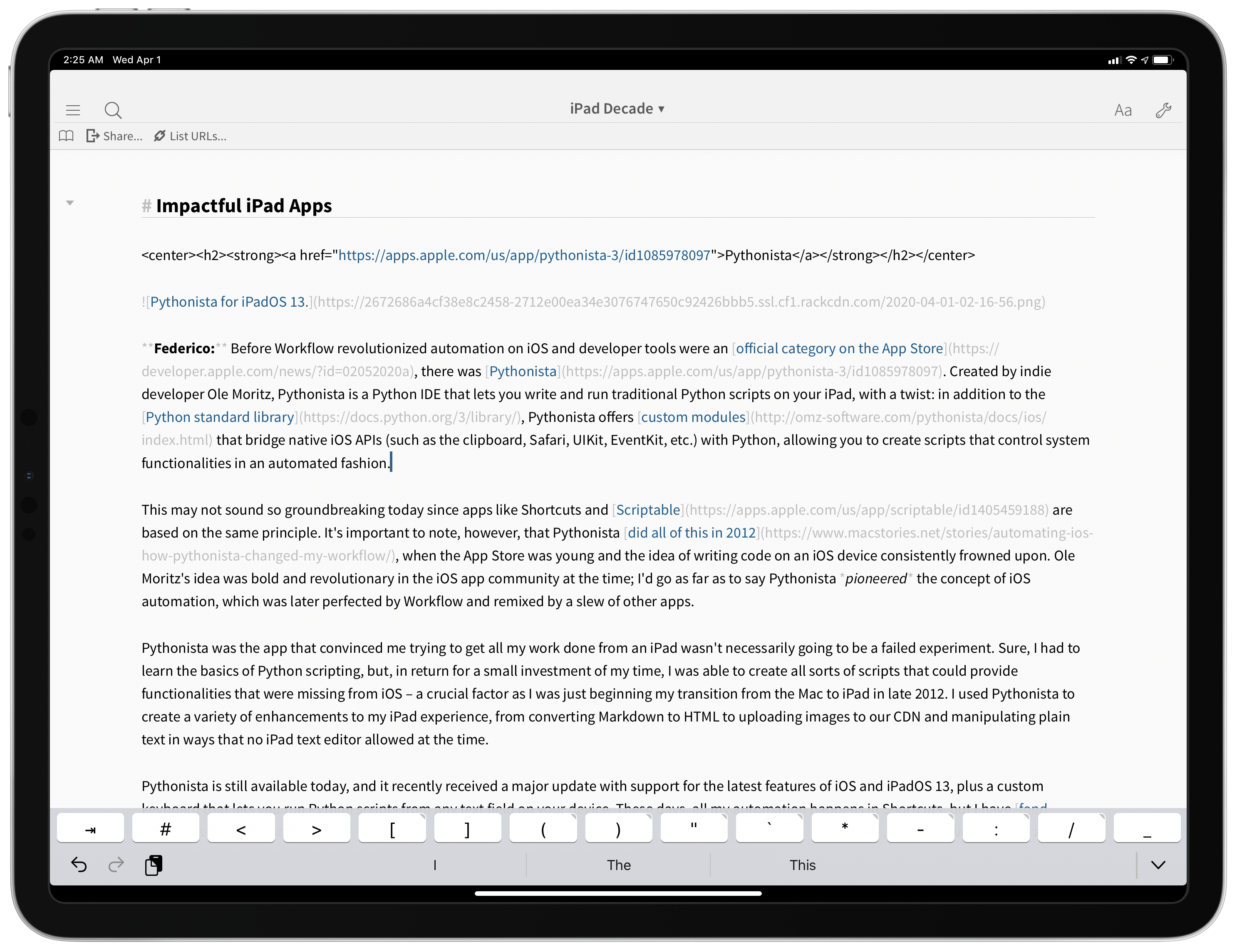 Editorial's text editor.