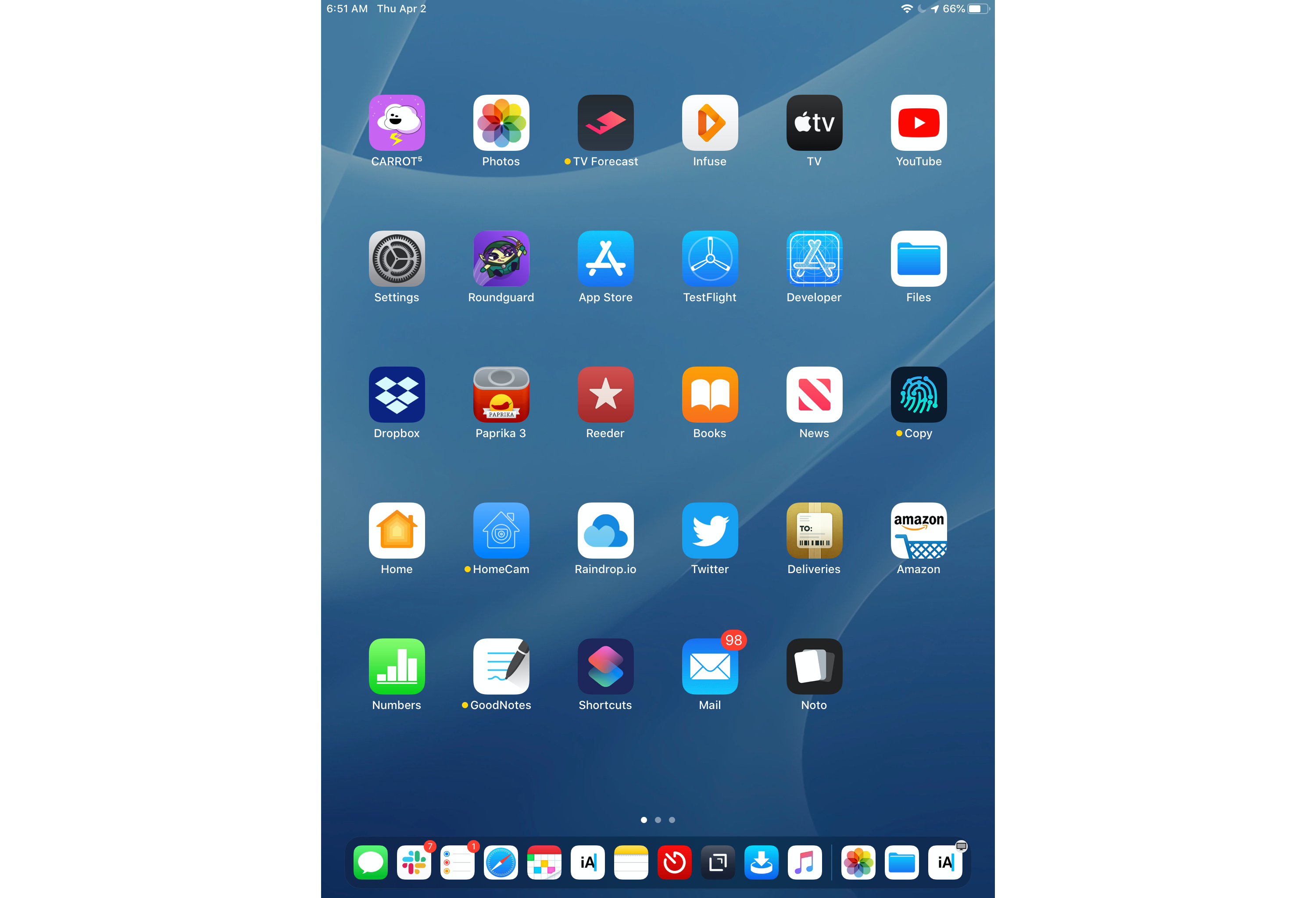 The dock icons are too small and close together in portrait mode.
