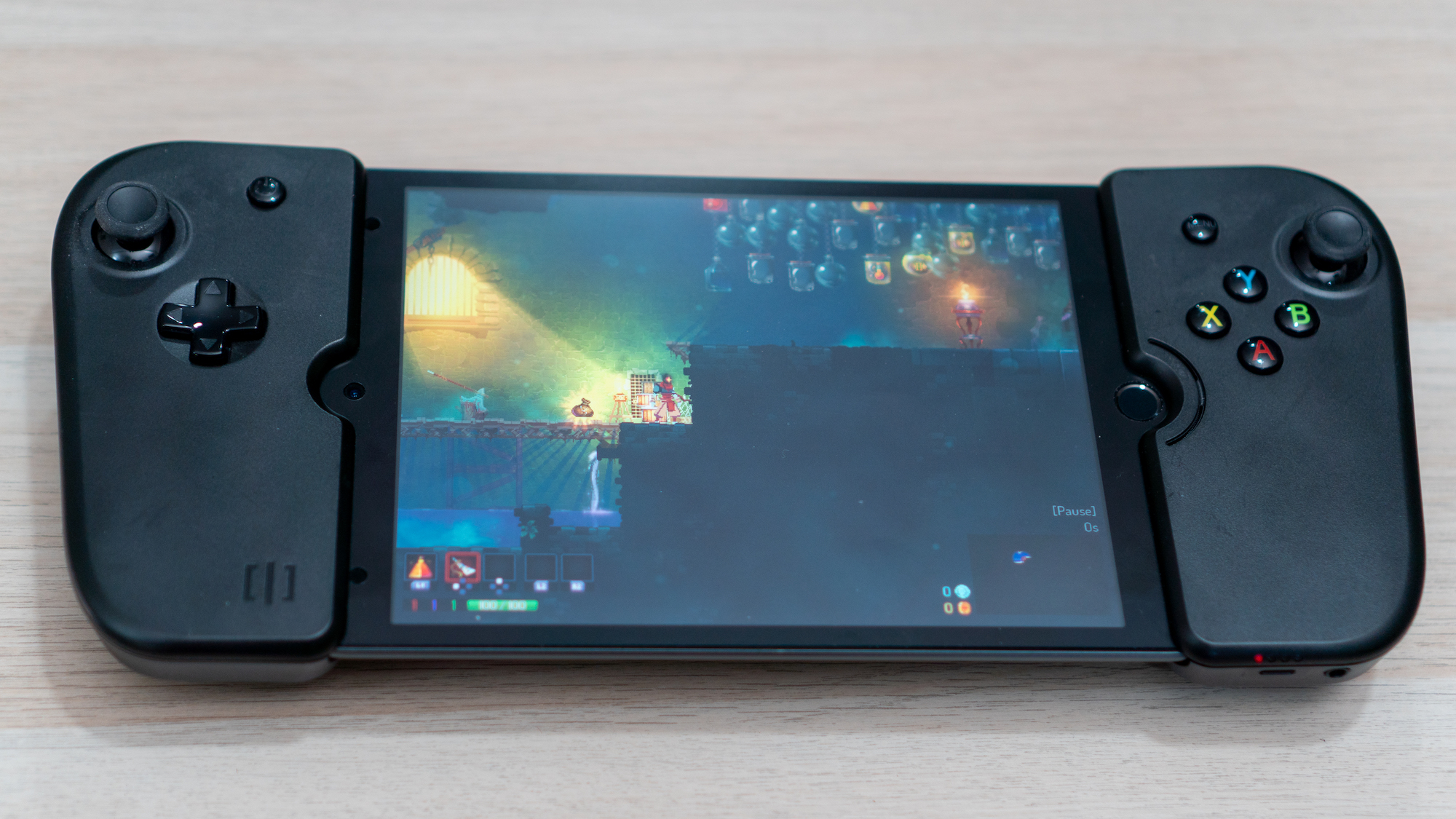 Playing Dead Cells with the Gamevice.
