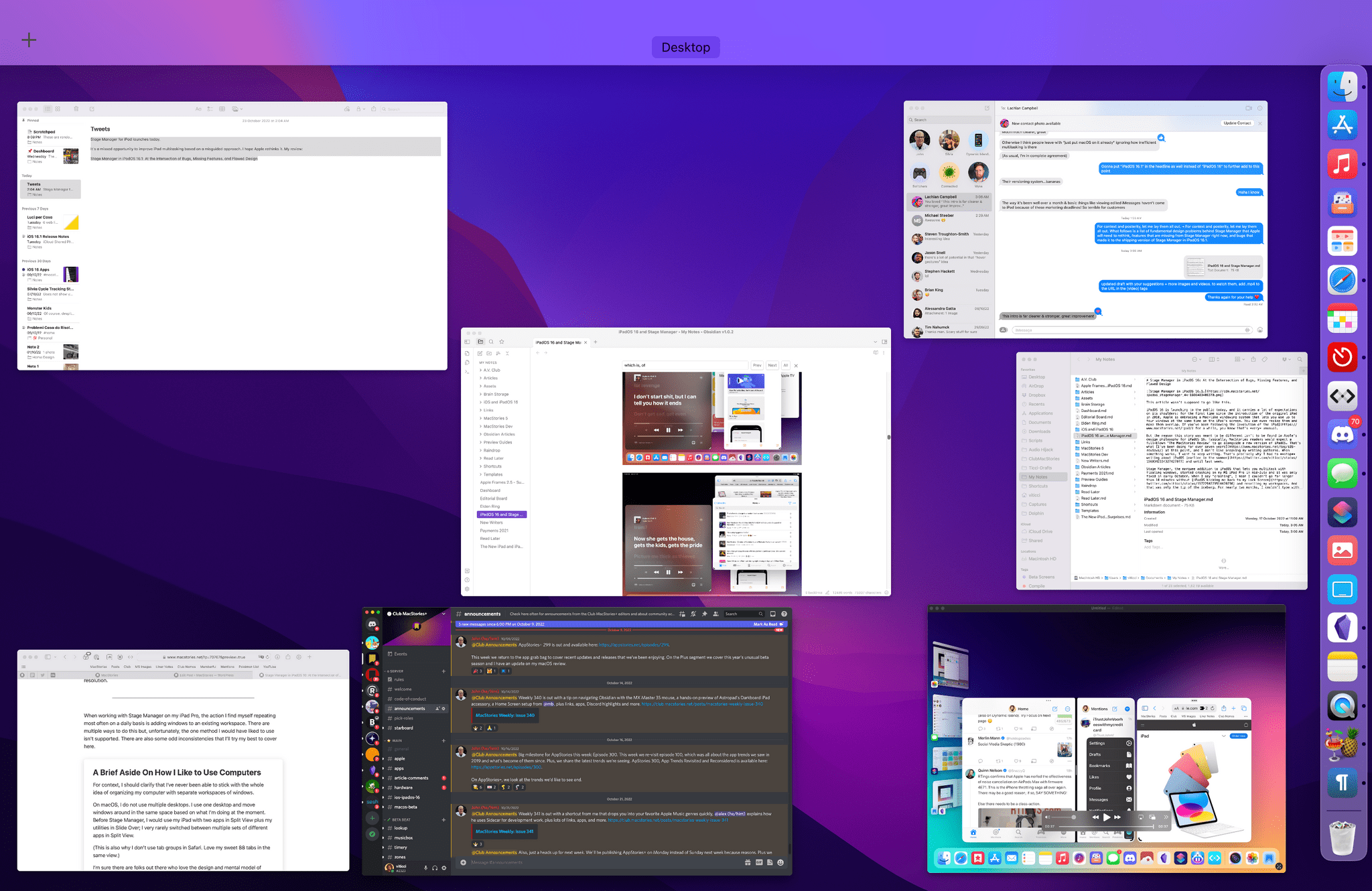My single workspace on macOS as seen through Mission Control.