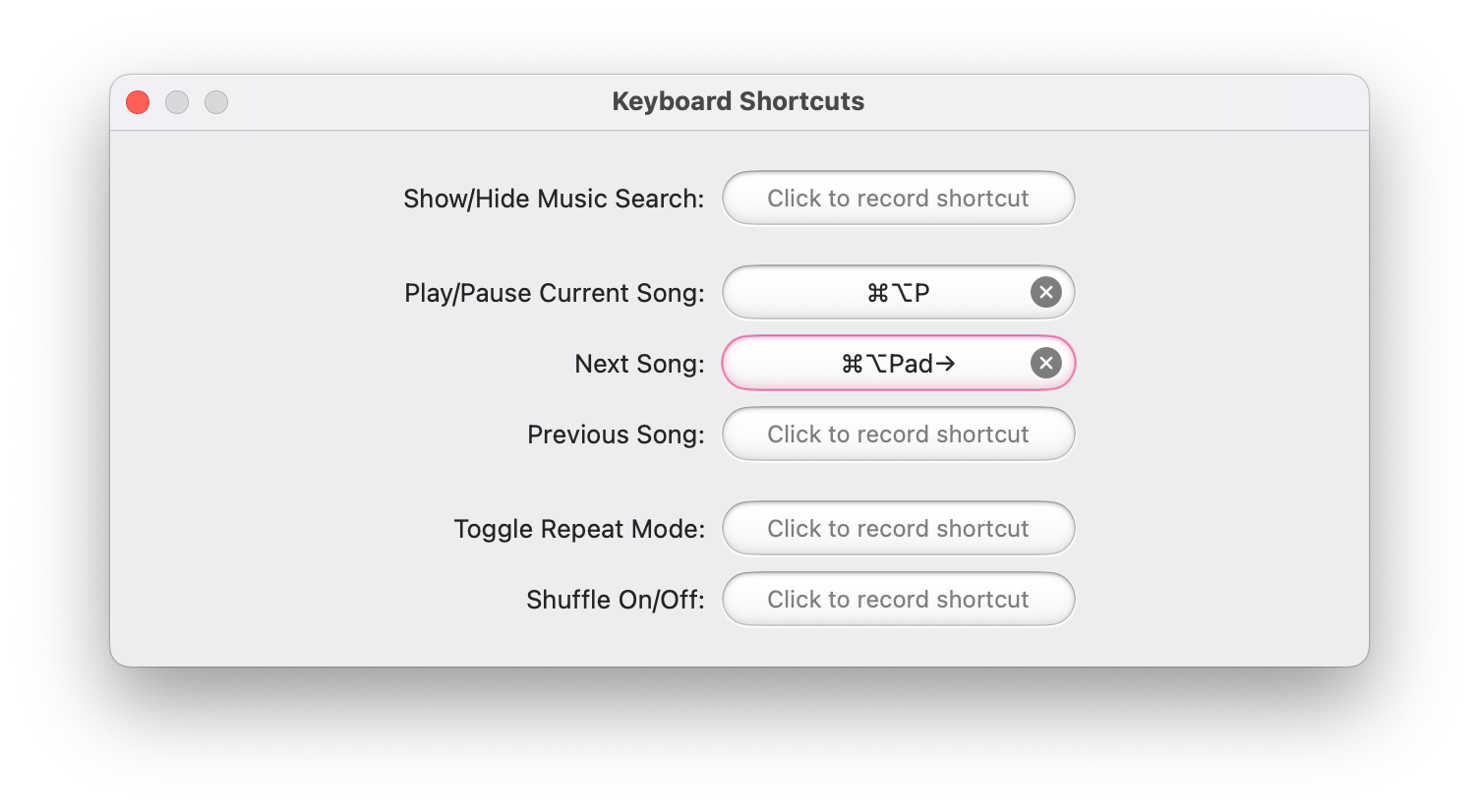 CoverSutra supports custom global keyboard shortcuts.