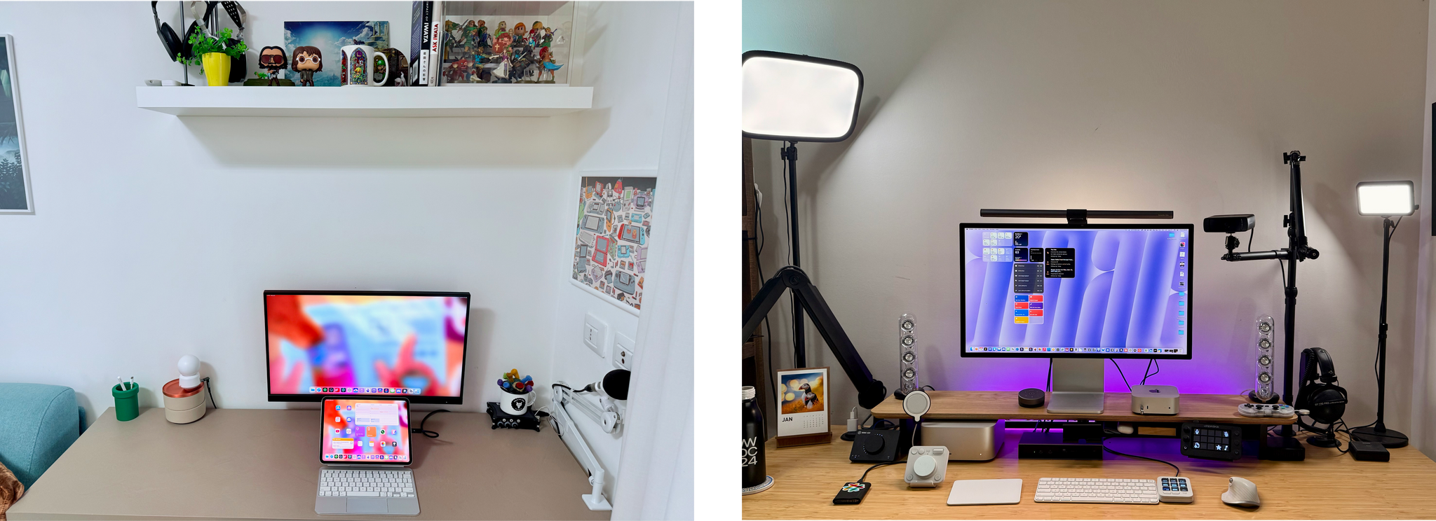 Our desk setups. Federico (left) and John (right).