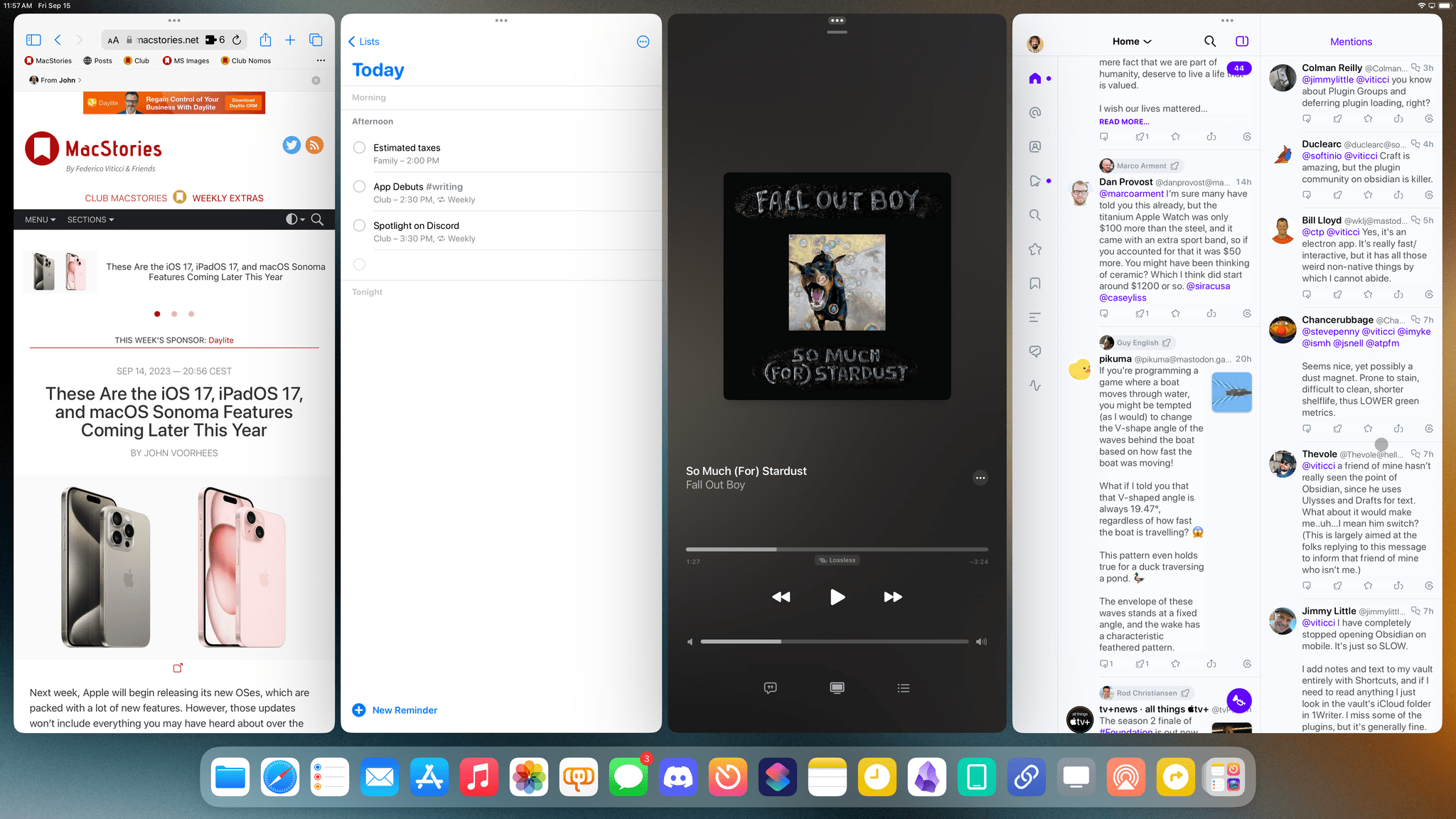 Even on an external display, Stage Manager is still limited to four windows at once.