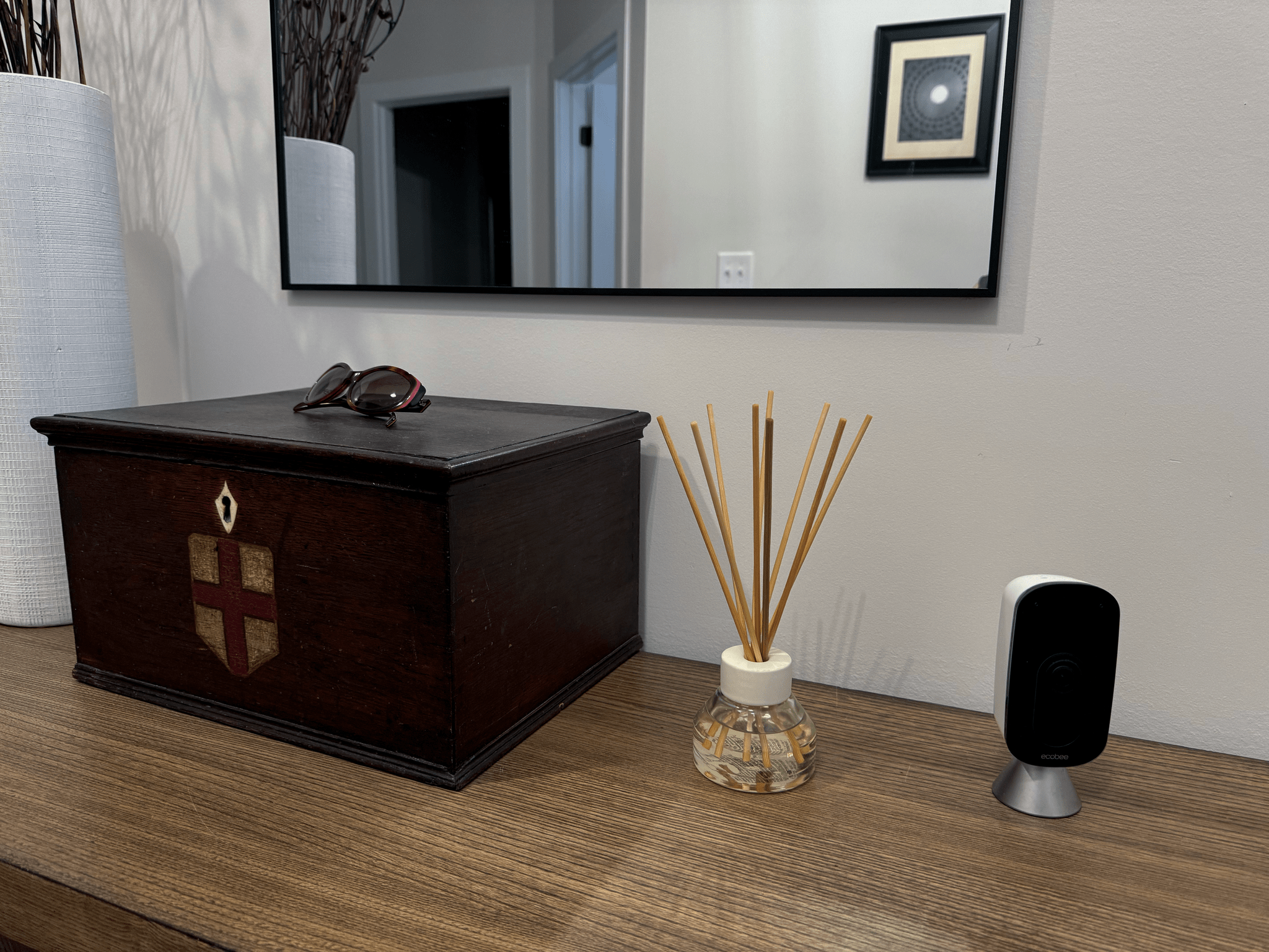 An ecobee Smart Camera monitoring the entryway to my home.
