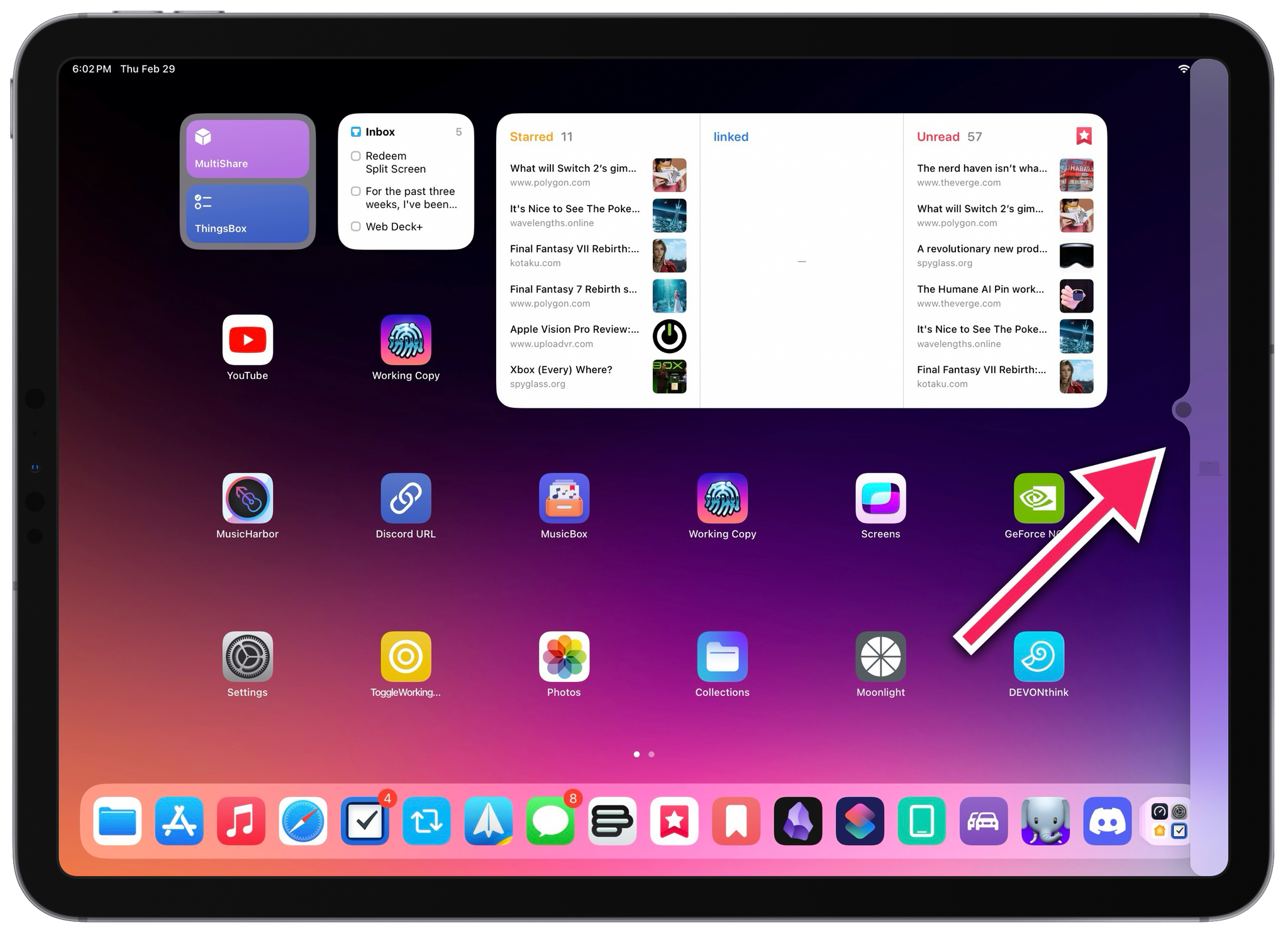 Enabling Universal Control on the iPad Pro.