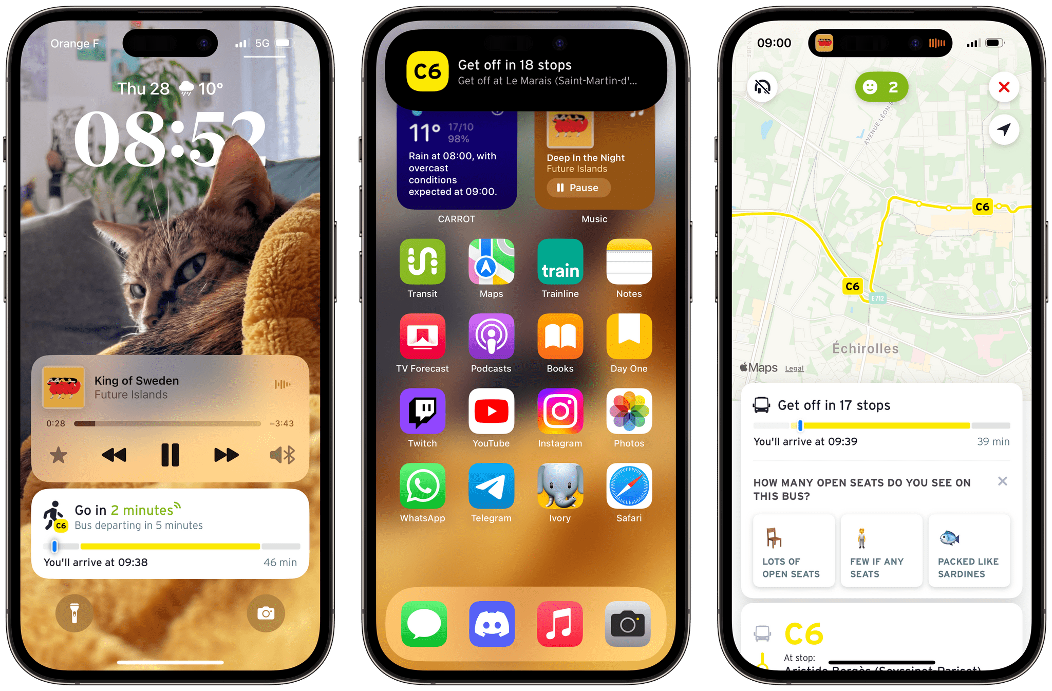 Transit's Live Activities are a perfect use case for the feature. They let you keep track of your trip and alert you when you're about to reach your destination.