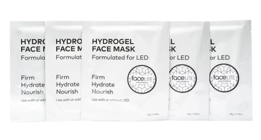 Hydrogel face mask sachets formulated for LED therapy