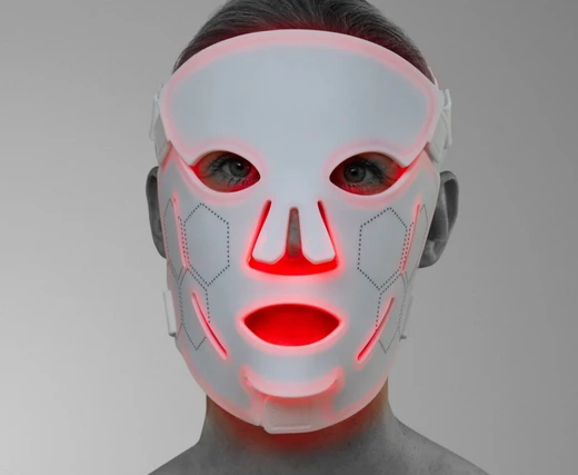 PRO LED face mask glowing with red light